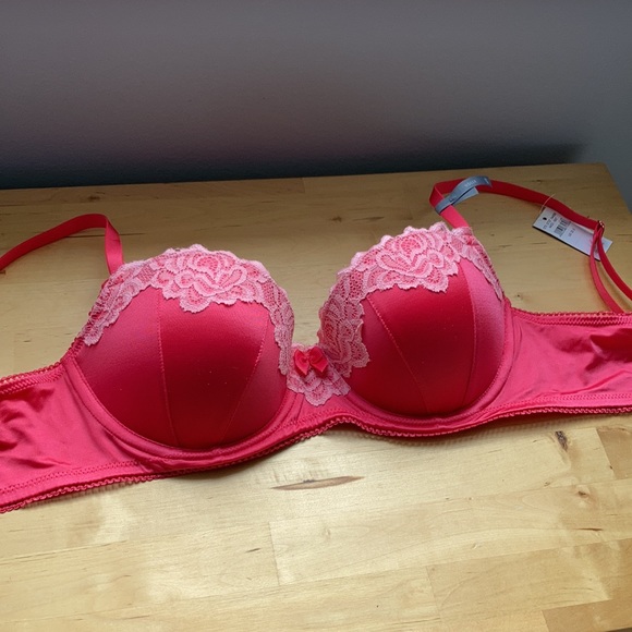 NWT Pink aerie satin & lace push up bra - 32D - Picture 14 of 14
